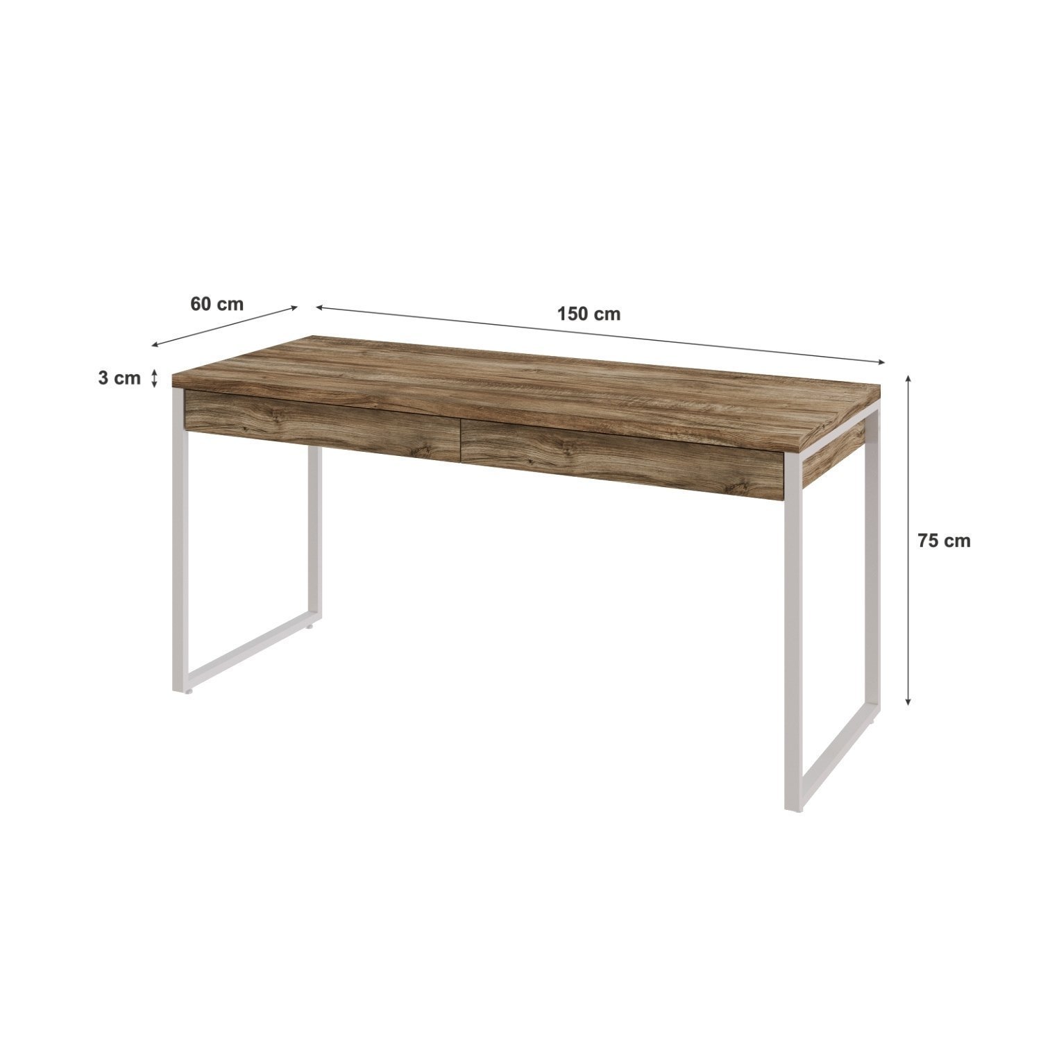 Mesa Para Escritório 150Cm 2 Gavetas Kuadra - 3