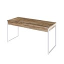 Ver imagem 6 de Escrivaninha Mesa Escritório Kuadra 2 Gavetas 150cm Industrial Carvalho e Branco Marrom