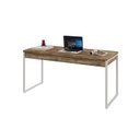 Ver imagem 4 de Escrivaninha Mesa Escritório Kuadra 2 Gavetas 150cm Industrial Carvalho e Branco Marrom