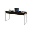 Ver imagem 4 de Escrivaninha Mesa Escritório Kuadra 2 Gavetas 150cm Industrial Carvalho Dark e Branco Chess Marrom
