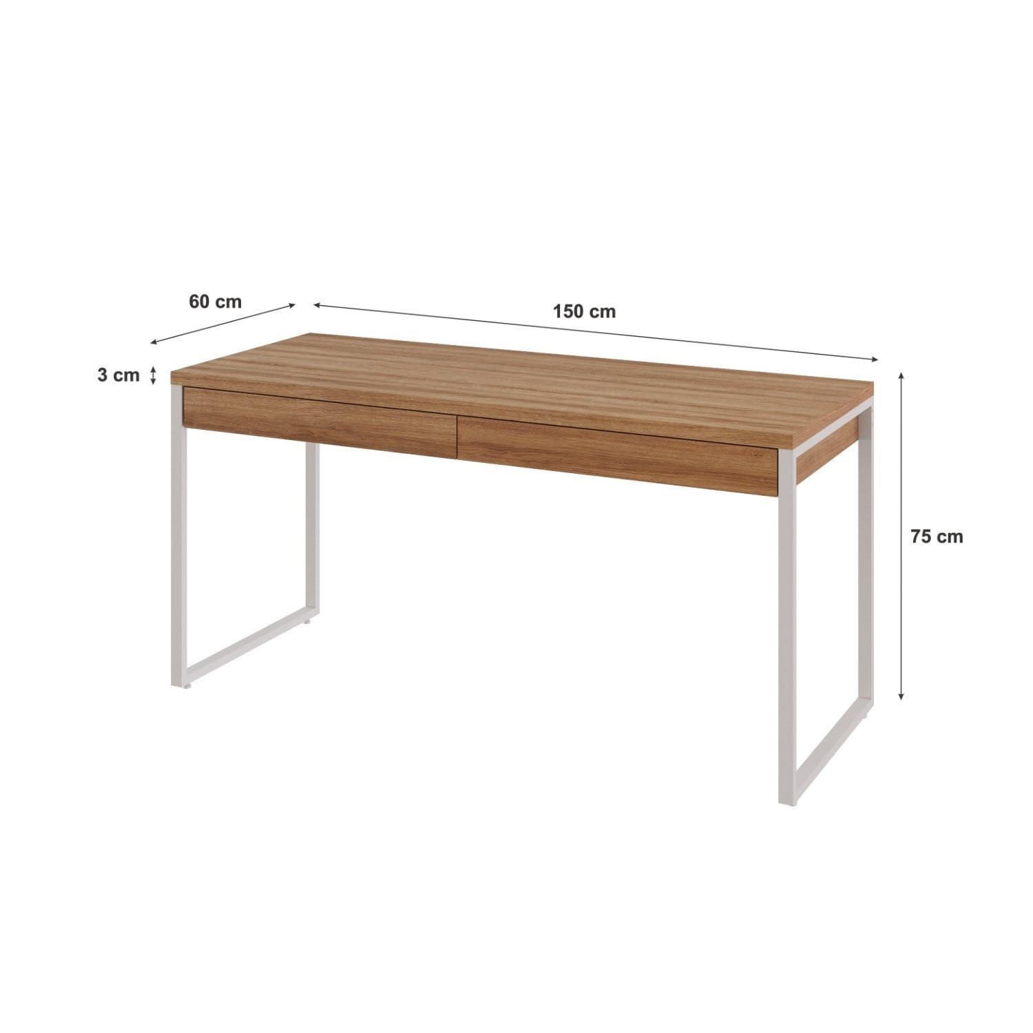 Mesa Para Escritório 150Cm 2 Gavetas Kuadra - 3