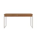 Ver imagem 2 de Escrivaninha Mesa Escritório Kuadra 2 Gavetas 150cm Industrial Lamina Mel e Branco Marrom