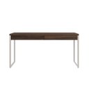 Ver imagem 2 de Escrivaninha Mesa Escritório Kuadra 2 Gavetas 150cm Industrial Nogal e Branco Marrom