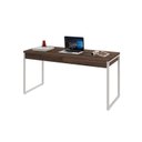 Ver imagem 4 de Escrivaninha Mesa Escritório Kuadra 2 Gavetas 150cm Industrial Nogal e Branco Marrom