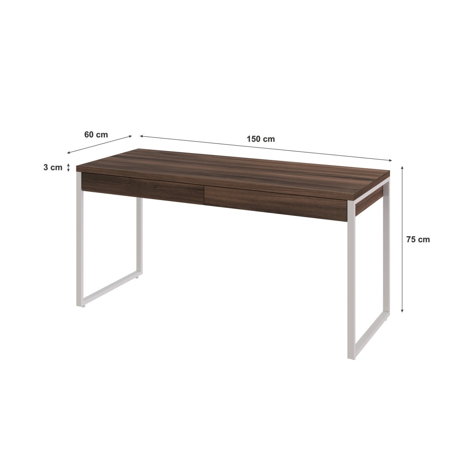 Mesa Para Escritório 150Cm 2 Gavetas Kuadra - 3