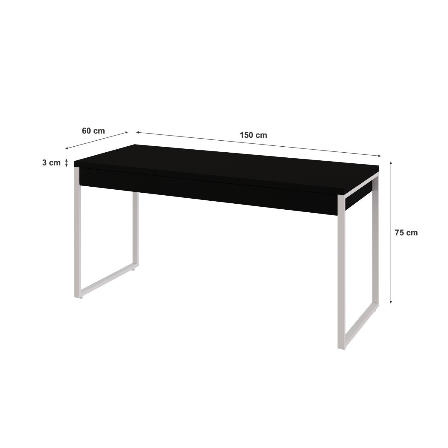 Mesa Para Escritório 150Cm 2 Gavetas Kuadra - 3