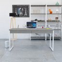 Ver imagem 1 de Escrivaninha Mesa Escritório Kuadra 2 Gavetas 150cm Industrial Snow e Branco Chess