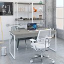 Ver imagem 7 de Escrivaninha Mesa Escritório Kuadra 2 Gavetas 150cm Industrial Snow e Branco Chess