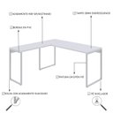 Ver imagem 5 de Escrivaninha Mesa Escritório em L Estilo Kuadra 150cm Industrial Branco e Branco Chess