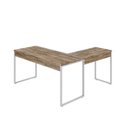 Ver imagem 6 de Escrivaninha Mesa Escritório em L Estilo Kuadra 150cm Industrial Carvalho e Branco Marrom