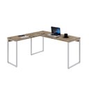Ver imagem 4 de Escrivaninha Mesa Escritório em L Estilo Kuadra 150cm Industrial Carvalho e Branco Marrom
