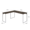 Ver imagem 3 de Escrivaninha Mesa Escritório em L Estilo Kuadra 150cm Industrial Carvalho Dark e Branco Chess Marrom