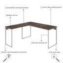 Ver imagem 5 de Escrivaninha Mesa Escritório em L Estilo Kuadra 150cm Industrial Carvalho Dark e Branco Chess Marrom