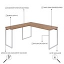 Ver imagem 5 de Escrivaninha Mesa Escritório em L Estilo Kuadra 150cm Industrial Lamina Mel e Branco Marrom