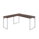 Ver imagem 2 de Escrivaninha Mesa Escritório em L Estilo Kuadra 150cm Industrial Nogal e Branco Marrom