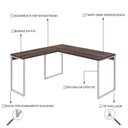 Ver imagem 5 de Escrivaninha Mesa Escritório em L Estilo Kuadra 150cm Industrial Nogal e Branco Marrom