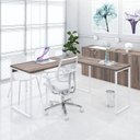 Ver mais imagens de Escrivaninha Mesa Escritório em L Estilo Kuadra 150cm Industrial Nogal e Branco Marrom
