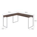 Ver imagem 3 de Escrivaninha Mesa Escritório em L Estilo Kuadra 150cm Industrial Nogal e Branco Marrom