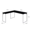 Ver imagem 3 de Escrivaninha Mesa Escritório em L Estilo Kuadra 150cm Industrial Preto Ônix e Branco Chess