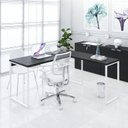Ver mais imagens de Escrivaninha Mesa Escritório em L Estilo Kuadra 150cm Industrial Preto Ônix e Branco Chess