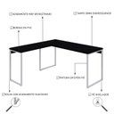 Ver imagem 5 de Escrivaninha Mesa Escritório em L Estilo Kuadra 150cm Industrial Preto Ônix e Branco Chess