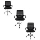 Ver imagem 2 de Kit Cadeira Escritório Giratória Ergonômica Diretor Altura Ajustável Tela Mesh Zebrada 3 Un