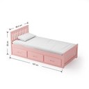 Ver imagem 4 de Cama Solteiro 03 Gavetas - Madeira Maciça Rosa