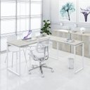 Ver mais imagens de Escrivaninha Mesa Escritório em L Estilo Kuadra 150cm Industrial Snow e Branco Chess