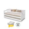 Sofa Cama Solteiro de Madeira com Cama Auxiliar + 2 Colchões - Branco - 2