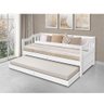 Sofa Cama Solteiro de Madeira com Cama Auxiliar + 2 Colchões - Branco - 1