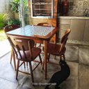 Ver imagem 4 de Cj Mesa Madeira Azulejo 80x80cm - Base 4pé 78cm + 4 Cadeiras 43 - Natural - Anos Dourados