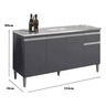 Balcão Gabinete para Pia Tatiane sem Tampo 150cm Ajl Móveis - Cinza - 2