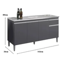 Ver imagem 2 de Balcão Gabinete para Pia Tatiane sem Tampo 150cm Ajl Móveis - Cinza
