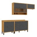 Ver imagem 2 de Cozinha Compacta Modulada MDF 4 Peças 6 Portas Vidro Vicenza Espresso Móveis Cinza/Amêndoa/Chumbo