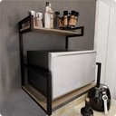 Ver imagem 1 de Suporte Microondas Forno Porta Temperos Parede Preto Otimização Espaço Cozinha Design Sofisticado