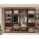 Ver imagem 1 de Guarda Roupa Closet 4 Modulos, 4 Gavetas, 2 Cabideiros Estilo Industrial Marrom/Freijó/Preto