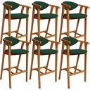 Ver imagem 1 de Kit 06 Banquetas Alta Cozinha Bancada Bar Sala de Jantar Fixa Cecília L02 Suede Verde Musgo - Lyam D