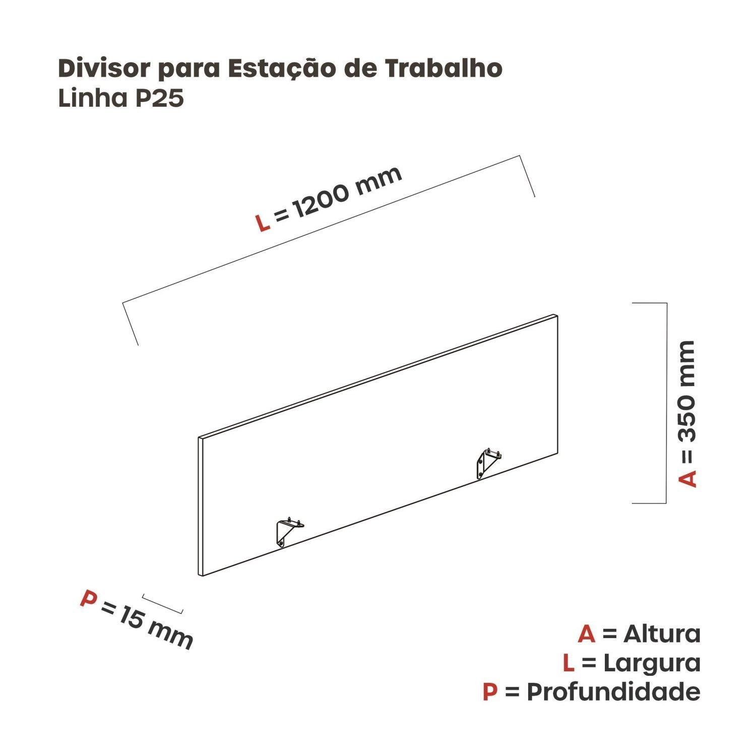 Painel Divisor para Mesas de Escritório 120x35cm - 3