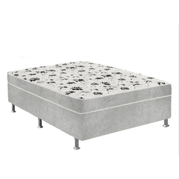 Cama Box Casal Suede Cinza + Colchão Casal Suede Cinza Espuma 138x188x55 - 1