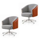 Ver imagem 2 de Kit 2 Poltronas Giratórias Linho Premium Base Alumínio Juliana