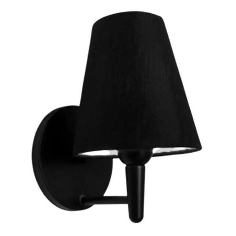 Arandela Cone Md-2004 Base Preto Cúpula em Tecido 14-14x07cm Preto - Bivolt
