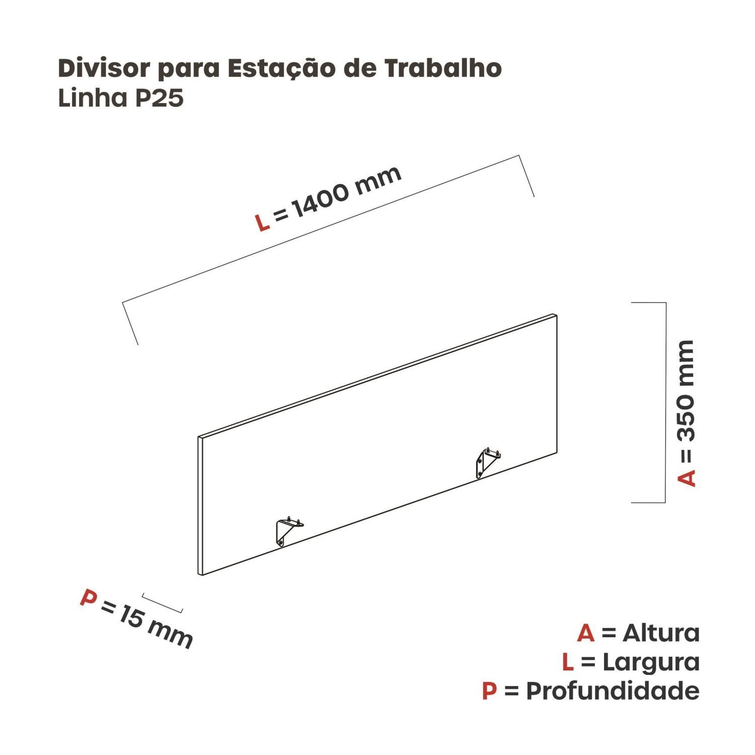 Painel Divisor para Mesas de Escritório 140x35cm - 3