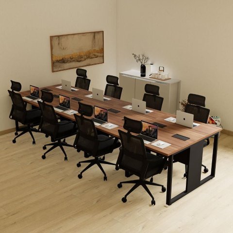 Plataforma de Trabalho 8 Lugares 3,60m Pé Metal Nogal Pr F5