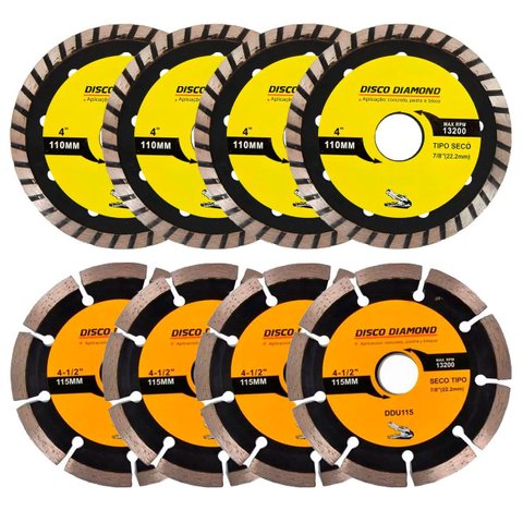 Kit 8 Disco Serra Circular 115mm/100mm Mármore Concreto