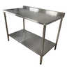 Mesa de Aço Inox Industrial 120x60x90 Cm com 1 Prateleira Plano Liso com Espelho Nortinox - 1