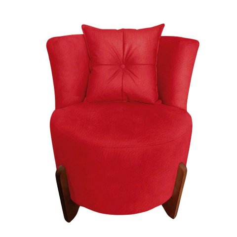 Poltrona Decorativa Luna Couro Vermelho