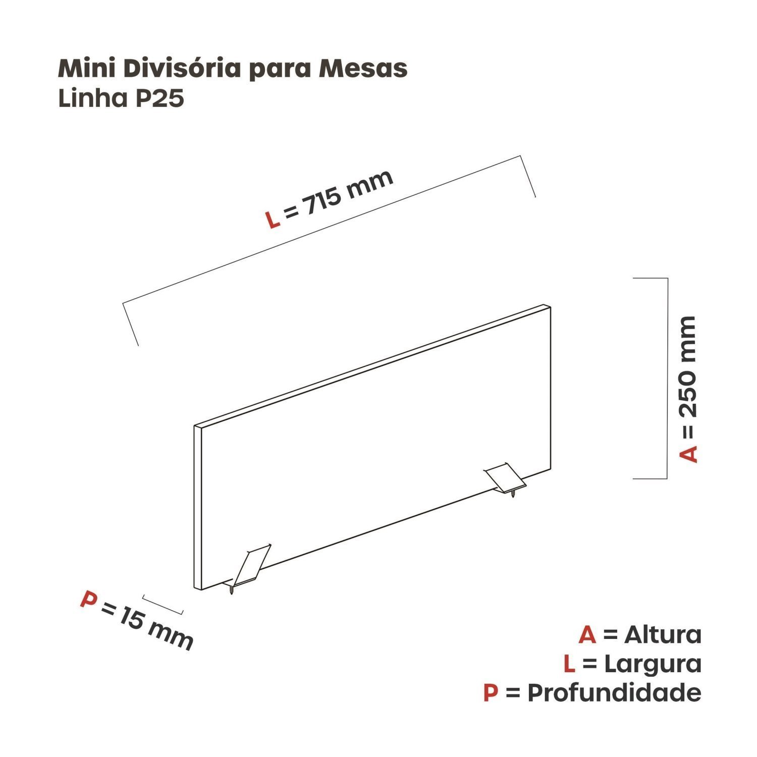 Mini Divisoria para Mesas de Escritório 71cm - 3