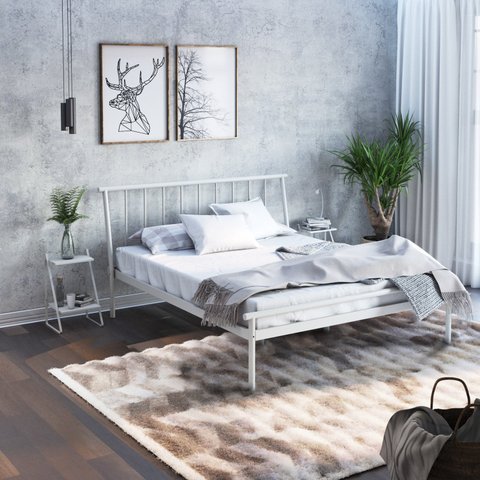 Cama Queen em Aço Begônia CabeCasa MadeiraOriginals