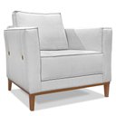 Ver imagem 5 de Kit 2 Poltronas e Sofá Living 2 Lugares 1,70m Vega Linho Cinza Pés Castanho - Pallazio
