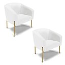 Ver imagem 1 de Cadeira Sala de Jantar Pé de Ferro Dourado Kit 2 Stella Sintético D03 - D'Rossi Cor Branco